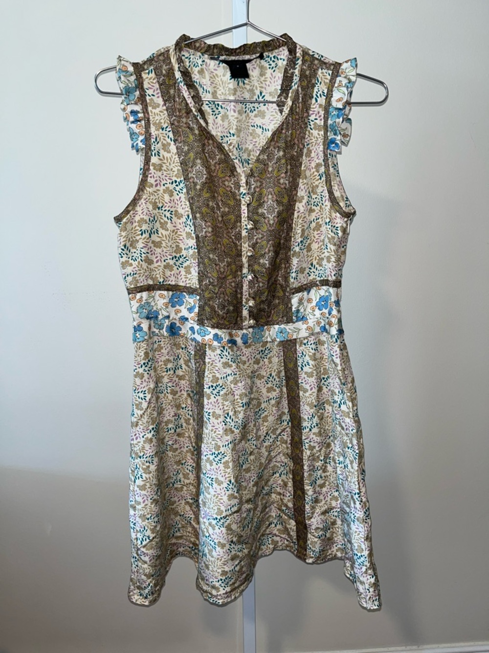Marc By Marc Jacobs Vintage Silk Cream Floral Mix Print Dress